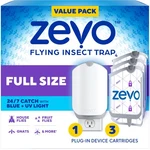 Zevo Flying Insect Trap & 3 Refill 1 Device Cartridges, White. Fixed Price $33.69.