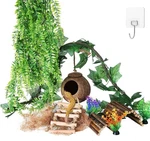 Crested Gecko Tank Accessories, Reptile Hanging Plants Vines With Coconut Shell. Fixed Price $27.99.