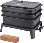 WN40 4-TRAY Worm Composting Bin Kit With Coco Coir Brick For Recycling Food Wast. Fixed Price $130.99.