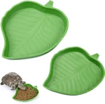 2 Pcs Leaf Reptile Food Water Bowls Green Plastic Feeding Dishes For Small Pets. Fixed Price $12.73.