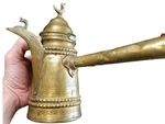 1800'S Middle Eastern Brass Dallah With Stick Handle. Fixed Price $195.00.