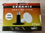 Lucky Herp 150W Ceramic Heat Emitter, Reptile Bulbs, 2 Pk-new/open Box. Fixed Price $19.99.
