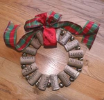Handmade Small Wine Cork Christmas Wreath With Bows & Bells 8 Diameter. Fixed Price $9.99.