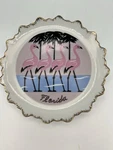 Florida Flamingo Palm Tree Souvenir Gold Trim Wall Plate Trinket Dish Vintage. Fixed Price $25.00.