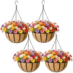 Black Flat Iron Metal Hanging Planter Basket With Coco Coir LINER(4 Pack, 14 .... Fixed Price $60.04.
