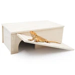 Oooct Bearded Dragon Cave, Wooden Lizard Hideout With Climbing Ramp, Rep.... Fixed Price $52.14.