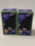 Two Black Light Bulbs 75 Watts Fits Standard Sockets Parties Halloween. Fixed Price $18.99.