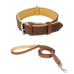 Riparo Leather Padded Dog Heavy Duty K-9 Adjustable Collar And Braided Leash Set. Fixed Price $49.97.