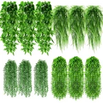 12 Pcs Artificial Hanging Plants Fake Ferns Plastic Faux For W.... Fixed Price $55.80.