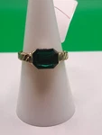 Ring Gold Rectangular Green Stone Size 7 Item # 105. Fixed Price $5.99.