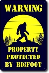 Warning Property Protected By Sign - 8X12 Tin Sasquatch Gifts. Fixed Price $12.41.