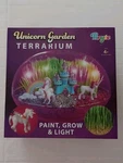 Bryte Unicorn Garden Terrarium Kit Paint Figurines, Electric Lights, Grow Plants. Fixed Price $19.99.