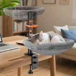 Adjustable Cat Hammock Desk Bed With 360 Rotation For Home Office, Grey. Fixed Price $40.99.