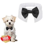 Petaxcell Dog Tuxedo Bow Tie Black Cotton Adjustable Collar. Fixed Price $20.00.