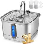 Stainless Steel Cat Water Fountain, 101OZ/3L Automatic Pet Silver. Fixed Price $44.41.