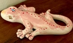 Whimsical Pink Climbing Gecko Lizard Hand Painted Tropical Mexico Beach Pets. Fixed Price $14.99.