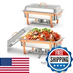 Garveehome 8QT Rose Gold Chafing Dish Buffet Set 2-PACK Stainless Steel Food War. Fixed Price $82.54.