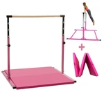 5 Ft Folding Horizontal Bar Athletic Teens Adjustable Kip GYMNASTICS+6' X 4' Mat. Fixed Price $242.00.