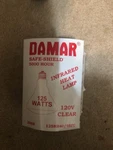 Damar Safe-shield 5000 Hour ,infrared Heat Lamp ,120V Clear, 125 Watts. Fixed Price $200.00.