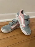 Vans Old Skool Girl Size 11.5 Pink And Blue, Hook Loop Strap New With Box. Fixed Price $23.00.