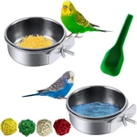 Kathson Parrot Feeding Dish Cups,stainless Steel Bird Food Water Bowl Parakeet. Fixed Price $14.25.