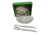 Vintage Indiana Glass 3 Pc. Salad Set Crystal #0819 Bowl Serving Utensils. Fixed Price $15.00.