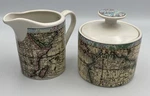Fitz & Floyd Habitat Americana Old World Maps Omnibus Creamer And Sugar Bowl Set. Fixed Price $22.99.
