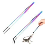 2 Pcs Stainless Steel Reptile Feeding Tongs With Rubber Tip, Aquarium.... Fixed Price $6.92.