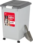 Iris Usa Dog Food Storage Container With Wheels, Airtight Lid, 2-CUP Scoop,. Fixed Price $44.63.