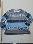 Ladies Jersey Unbranded Size Long Sleeve Cuffed Strips Blue Mix 30596. Fixed Price $12.24.