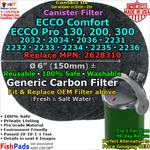 Eheim Ecco Pro 130,200,300,2232,2234,2236,COMFORT Compatible Carbon Filters. Fixed Price $19.98.
