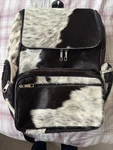 Handmade Cowhide Leather Backpack Bag Genuine Hair-on Rucksack. Fixed Price $130.00.