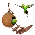 New Sungrow Natural Coconut Shell Nest & Hanging Bird House With Ladder. Fixed Price $14.25.
