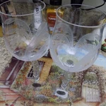 Wine Things Etched Palm Trees Glass Goblet With Curved Trunk Stem (2). Fixed Price $32.99.