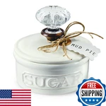 Mud Pie Door Knob Sugar Bowl White 5.85H X 6.7L 6.35W 4781004. Fixed Price $37.44.