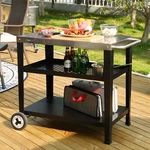 Royal Gourmet 3-SHELF Movable Grill Table Outdoor Garden Bbq Food Prep Cart. Fixed Price $98.99.