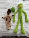 Lot Of 3 Dog Toys Multipetgreen Frog Plush Squeak Xl 27 Squirrel, Noisy Ball. Fixed Price $10.98.