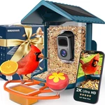 Bird Feeder With Camera Solar Powered, 2K Live Arrival Alert Auto Blue. Fixed Price $141.99.