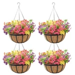 14 Inch Black Flat Iron Metal Hanging Planter Basket With Coco Coir LINER(4 P.... Fixed Price $57.81.