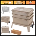 4-TRAY Worm Composting Bin Kit With Coco Coir Brick For Food Waste Recycling, Ve. Fixed Price $137.99.