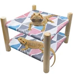 Tfwadmx Bearded Dragon Bed Double-layer Wood Reptile Lizard Lounger Detachabl.... Fixed Price $32.38.