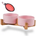 Petygooing Pink Ceramic Cat Dog Bowl Set With Stand, Food Water Dish, Small Pets. Fixed Price $40.48.