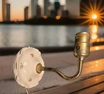Ceramic Swirl Edge Floral Center Base Wall Mount Sconce Lamp Light. Fixed Price $50.99.