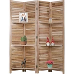 4 Panel Room Divider Folding Privacy Wooden Screen With Three Clever Shelf. Fixed Price $119.99.