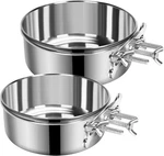 2 Pcs Large Dog Food Water Bowl For Cage With Upgraded Clamp Holder, Pet Kennel. Fixed Price $21.87.