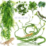Bearded Dragon Tank Accessories For Habitat, Terrarium Hanging Artificial Leave. Fixed Price $16.86.