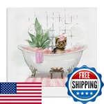 Stupell Industries Chic Yorkie Dog Pink Bubble Bath Canvas Wall Art 17X17. Fixed Price $46.68.