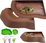 Reptile Bathing Pool 2-IN-1 Tortoise Water Dish With Ramp Large Turtle Feeding. Fixed Price $39.99.
