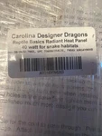 Carolina Designer Dragon Reptile Basics Radiant Heat Panel 12X12". Fixed Price $50.00.