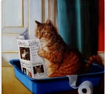 Stupell Industries Litter Box Reading Funny Cat Pet Painting Canvas Wall Art,.... Fixed Price $34.99.